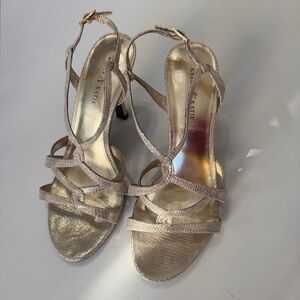 Kelly & Katie Metallic Gold 4”Strappy Heels 7.5